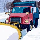 Hidden Snowflakes in Plow Trucks is a hidden object game set in winter with snow-covered snowplow trucks.