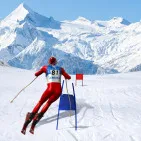 Slalom Ski Simulator is an HTML5 sports game where you transform into a professional skier, going downhill at high speed and overcoming a series of challenging slalom gates.