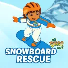Snowboard Rescue is a fun snowboarding game where you and Diego explore the snow-covered hillsides. Your mission is not only to slide as fast as possible but also to save the lovely animals along the way.